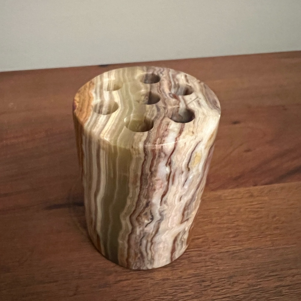 Marble Multi-Hole Pen Holder or Flower Frog